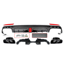 Carbon Look Rear Diffuser w/ Light + Black Exhaust Tips For Mercedes W222 Sedan AMG Pack 2013-2017