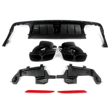 Carbon Look Rear Diffuser w/ Light + Black Exhaust Tips For Mercedes W222 Sedan AMG Pack 2013-2017