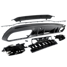 Carbon Look Rear Diffuser + Black Exhaust Tips For Mercedes W205 Sedan C300 C450 C43 AMG Pack 2015-2021