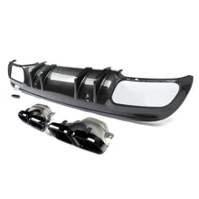 Carbon Look Rear Diffuser + Black Exhaust Tips For Mercedes W205 Sedan C300 C450 C43 AMG Pack 2015-2021