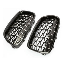 Gloss Black + Silver Diamond Front Kidney Grill for BMW 5-Series F10 Sedan 528i 535i 550i 2010-2016