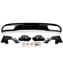 Rear Diffuser w/ Black Exhaust Tips for Mercedes Benz W205 Sedan C300 Base Sedan NON AMG