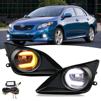 LED Fog Lights DRL Clear Lens Turn Signal w/Wiring For Toyota Corolla 2009 2010