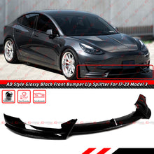 For 2017-2023 Tesla Model 3 AD Style Glossy Black Front Bumper Lip Splitter Kit