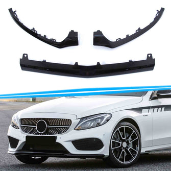 Black Front Lip Splitter Molding Trims For Mercedes W205 C205 C300 C450 C43 AMG 2015-2018