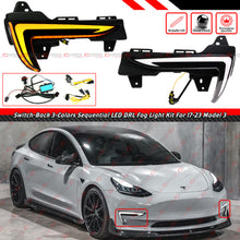 For 2017-2023 Tesla Model 3 Front Bumper Tri-Color Sequential LED DRL Fog Light Lamp