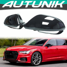 Gloss Black Side Mirror Cover Caps Replace For AUDI A6 C7 S6 RS6 With Lane Assist 2012-2018 mc79
