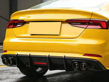 For 2017-2019 Audi A5 S-line S5 B9 Rear Bumper Diffuser Gloss Black w/ LED light