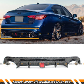 Forged Carbon Fiber Rear Bumper Diffuser with LED Light for 2018-2024 Infiniti Q50