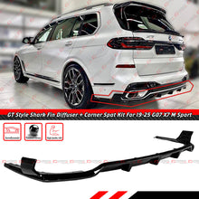 For 2019-2025 BMW X7 G07 M50i M60i M Sport Gloss Black Rear Bumper Diffuser W/Corner Extension
