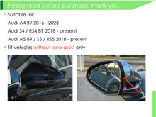 Gloss Black Side Mirror Cover Caps Replacement Fit Audi A4 A5 S4 S5 RS5 B9 2017-2025 Without Assist