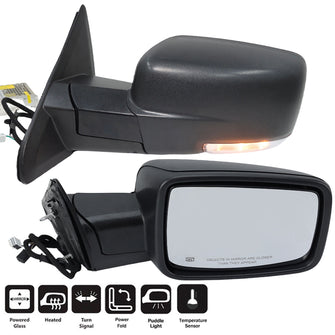 Left+Right Textured Black Power Heated Mirror Assembly For Dodge Ram 1500 2500 3500 2013-2018