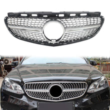 For 2014-2016 Mercedes W212 Sedan Silver Diamond Front Hood Grille Grill w/o Front Camera