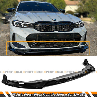 GT Style Gloss Black Front Bumper Lip Kit For 2023-2024 BMW G20 M340i 330i M Sport