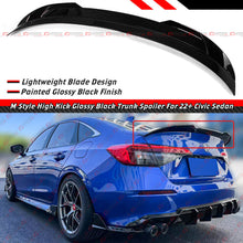 For 2022-2025 Honda Civic Sedan M Style Gloss Black High Kick Trunk Spoiler Wing