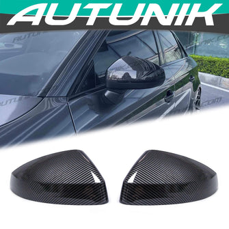 Carbon Style Mirror Caps Covers Replace for Audi A3 S3 RS3 8V 2014-2021 w/ Lane Assist