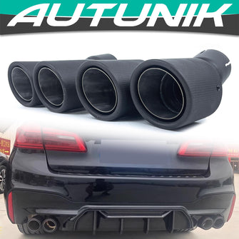 Matte Carbon M550i Dual Exhaust Tips for BMW G30 G31 5 Series 520i 530i 540i M-Sport 2017-2019-2023