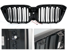 For 2022-2024 BMW X3 X4 G01 G02 W/LED Dual Line Front Kidney Grille Gloss Black