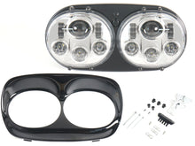 5.75" Dual LED Projector Headlight Black+Chrome Fit Harley Road Glide FLTR 1998-2013