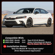 Replacement For 2022-2026 Honda Civic Full Carbon Fiber Side Mirror Cover Cap W/ Light