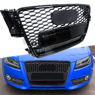 RS5 Style Front Mesh Honeycomb Grille Grill For Audi A5 S5 8B 8T 2008 2009 2010 2011 2012