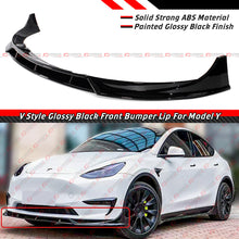 For 2020-2024 Tesla Model Y Winglet 4pc V Style Black Front Bumper Lip Splitter