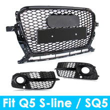 US Stock For 2013-2017 Audi Q5 S-line SQ5 Front Mesh Grille + Fog Light Cover Trim