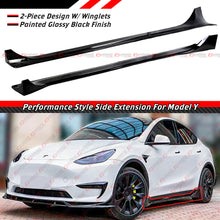 For 2020-2024 Tesla Model Y Performance 2pc Winglet Gloss Black Side Skirt Extension