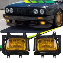 Pair Front Bumper Fog Light Yellow Lens For BMW 3-Series E30 1985-1993 318i 325i