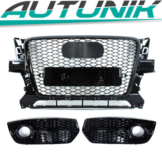 Honeycomb Black Front Grill & Fog Light Cover for Audi Q5 8R Non-Line 2009-2012