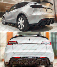 For 2020-2024 Tesla Model Y Gloss Black Shark Fin Rear Bumper Diffuser w/ Extensions