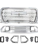 8pcs Chrome Front Upper Grille Lower Grill Fog Light Bezel Kit for 2019-2022 GMC Sierra 1500 Denali