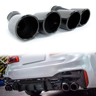 Gloss Black Exhaust Tips Muffler Tail Pipe For BMW 5-Series G30 540i 530i M-Sport 2017-2024