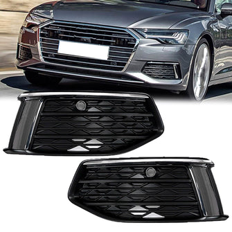 Left & Right Fog Light Grille Cover Trim For Audi A6 C8 Non-Sline 2019–2025