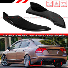 For 2006-2011 Honda Civic Sedan Gloss Black Rear Bumper Winglet  Corner Spats Extension