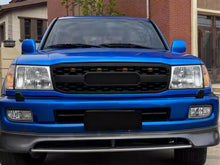 Black Front Bumper Upper Grille w/ LED Light Fit For 1998-2006 Toyota Land Crusier LC100