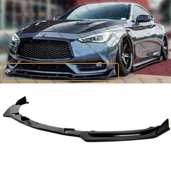 3PC Glossy Black Front Bumper Lip Spoiler Splitter For Infiniti Q60 2017-2022