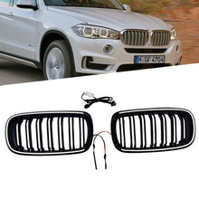 For 2014-2018 BMW X5 F15 X6 F16 Gloss Black LED Light Front Kidney Grille Upper Grill Radiator