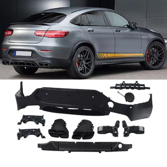 Gloss Black Rear Diffuser Exhaust Tips for Mercedes GLC X253 C253 Coupe GLC300 GLC43 2019-2022