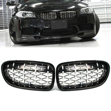 Gloss Black Chrome Diamond Front Kidney Grille Grill For BMW F10 528i 535i 4D M5 2011-2016