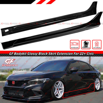 For 2022-25 Honda Civic 11th Gen GF Bodykit V1 Gloss Black Side Skirt Extension