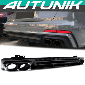 S6 Style Rear Diffuser + Black Exhaust Tips For Audi A6 C8 S6 S-Line 2019-2023 di133