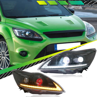 Pair LED Headlights Assembly Set for Ford Focus 2009-2013 Front Turn Signal Lamp