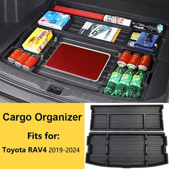 Trunk Organizer Insert Cargo Hatch Rear Storage Box for Toyota RAV4 2019-2024