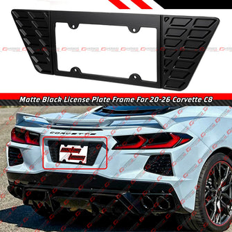 For 2020-2026 Corvette C8 Z51 Z06 Matt Black Rear License Plate Frame Holder Panel