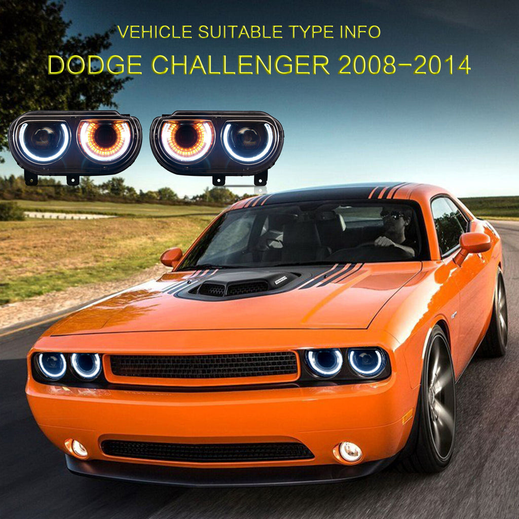 Led Headlights ForDodge Challenger 08-14 Vland RGB Dual Beam Projector Headlights Black - Foto 8