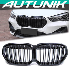2020-2022 Gloss Black Single Slat Kidney Grille Compatible with BMW X1 F48  LCI Front Hood Grill 2021 - Fits only after Facelift