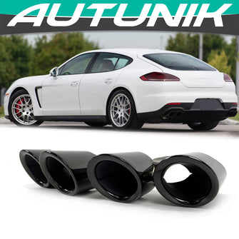 GTS Style Exhaust Tips Pipes Black for 2014-2016 Porsche Panamera 970.2