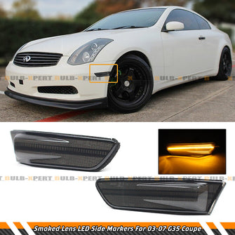 Smoke Lens LED Side Marker Lamps Fender Lights For 2003-2007 Infiniti G35 Coupe