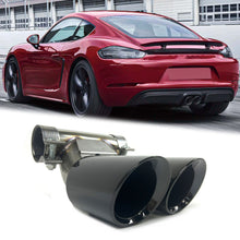 Black Exhaust Muffler Tips For Porsche 718 Boxster Cayman S 982 2017-2023